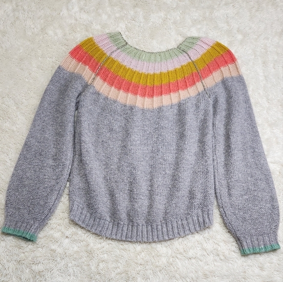 ANTHROPOLOGIE Colleen Pullover Alpaca Wool Blend Sweater Medium Rainbow Gray - Picture 9 of 15